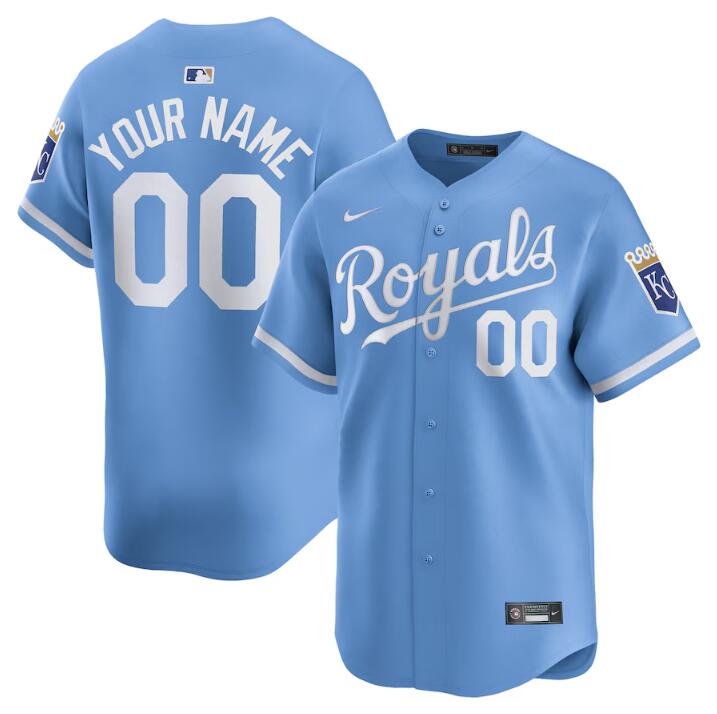 Men's Kansas City Royals Customized Light Blue 2024 Alternate Limited Stitched Baseball Jersey